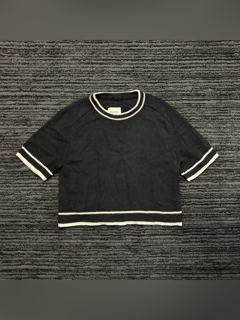 Abercrombie & Fitch thick stripe rib short sleeve sweater top